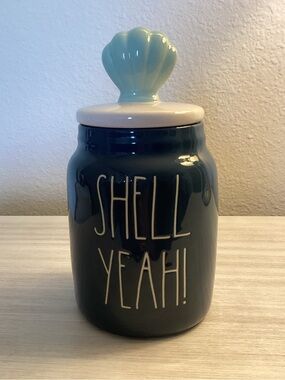 RAE DUNN “SHELL YEAH!” Canister W/Lid - Navy Blue  - By Magenta - IEC